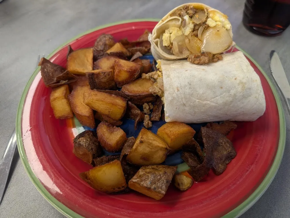 Hot Sausage Wrap and Home Fries